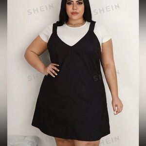 Plus Size Black Overall Dress 20W